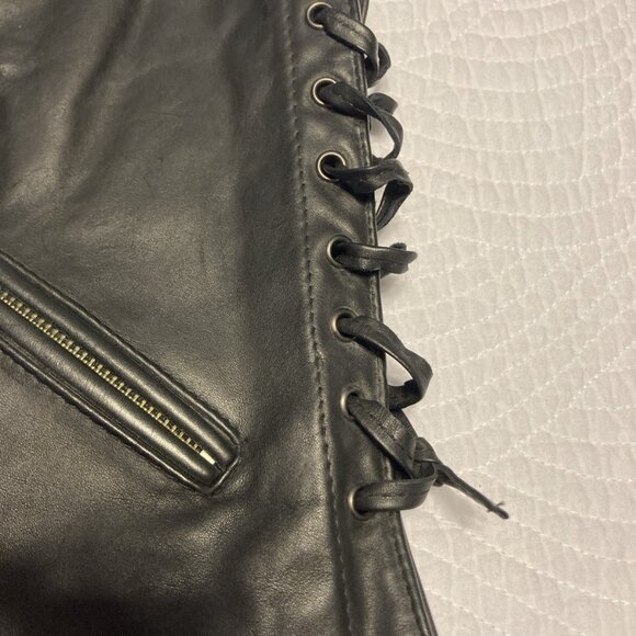 HARLEY-DAVIDSON Women’s Leather Motorcycle Vest w/ Lace-up Sides Size S - Picture 4 of 12